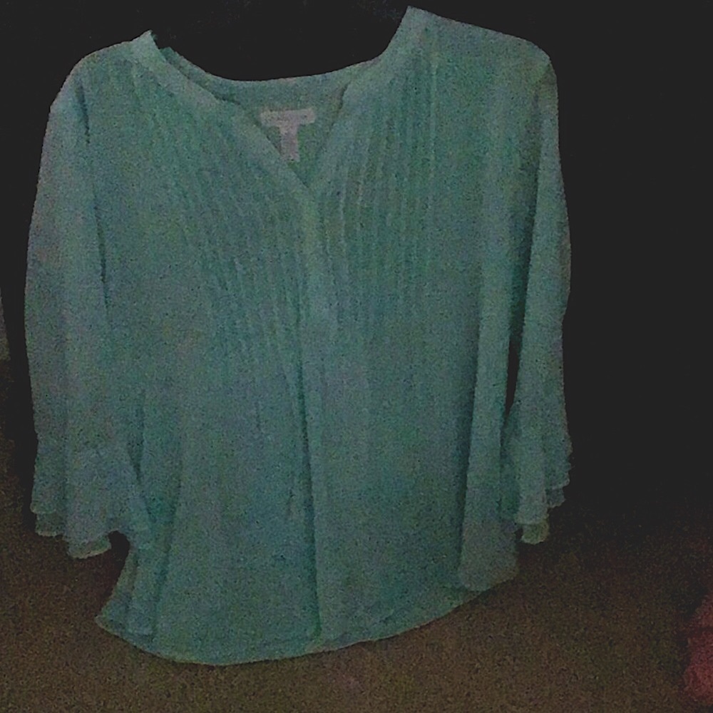 Chiffon sea foam green blouse.